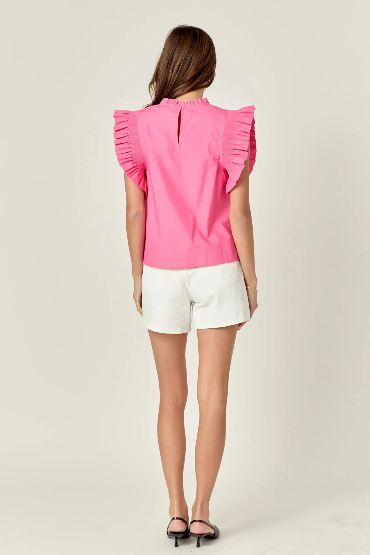 Ruffle Sleeve Poplin Top