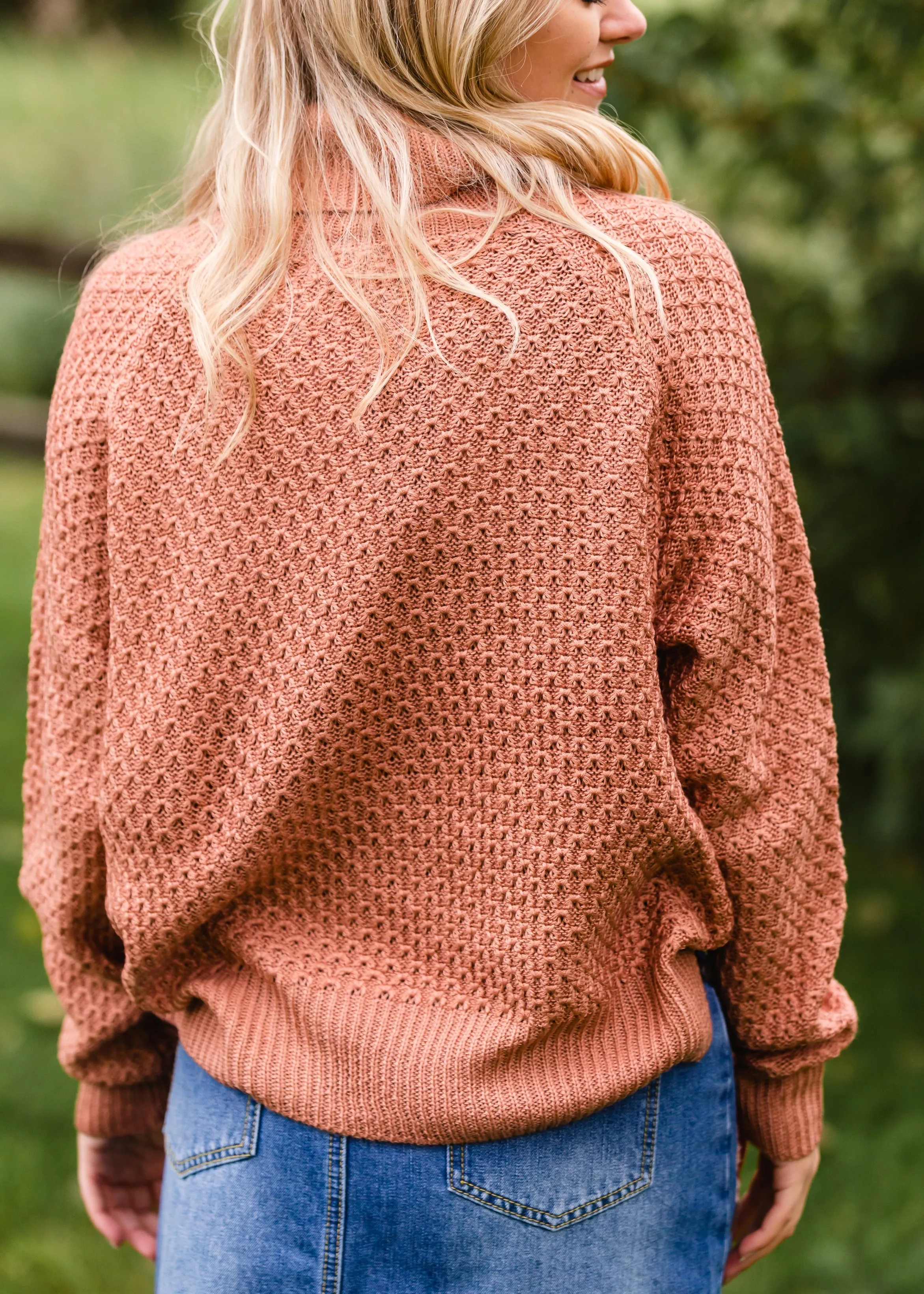 Rust Waffle Knit Turtleneck - FINAL SALE