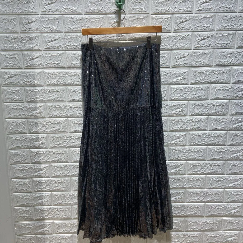 Sequin Pleated Drop Waist Maxi Skirt