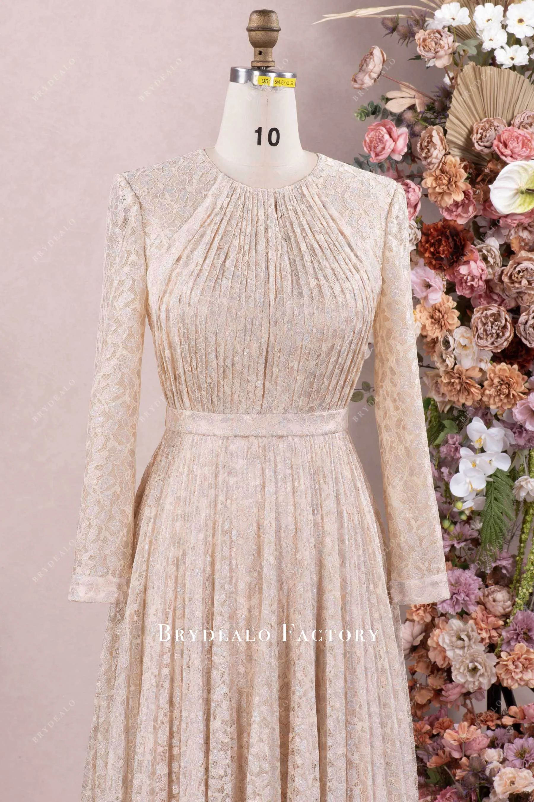 Shimmery Lace Tea-Length Mother Of The Bride Dress