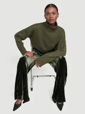 Side Slit Turtleneck -- Deep Moss