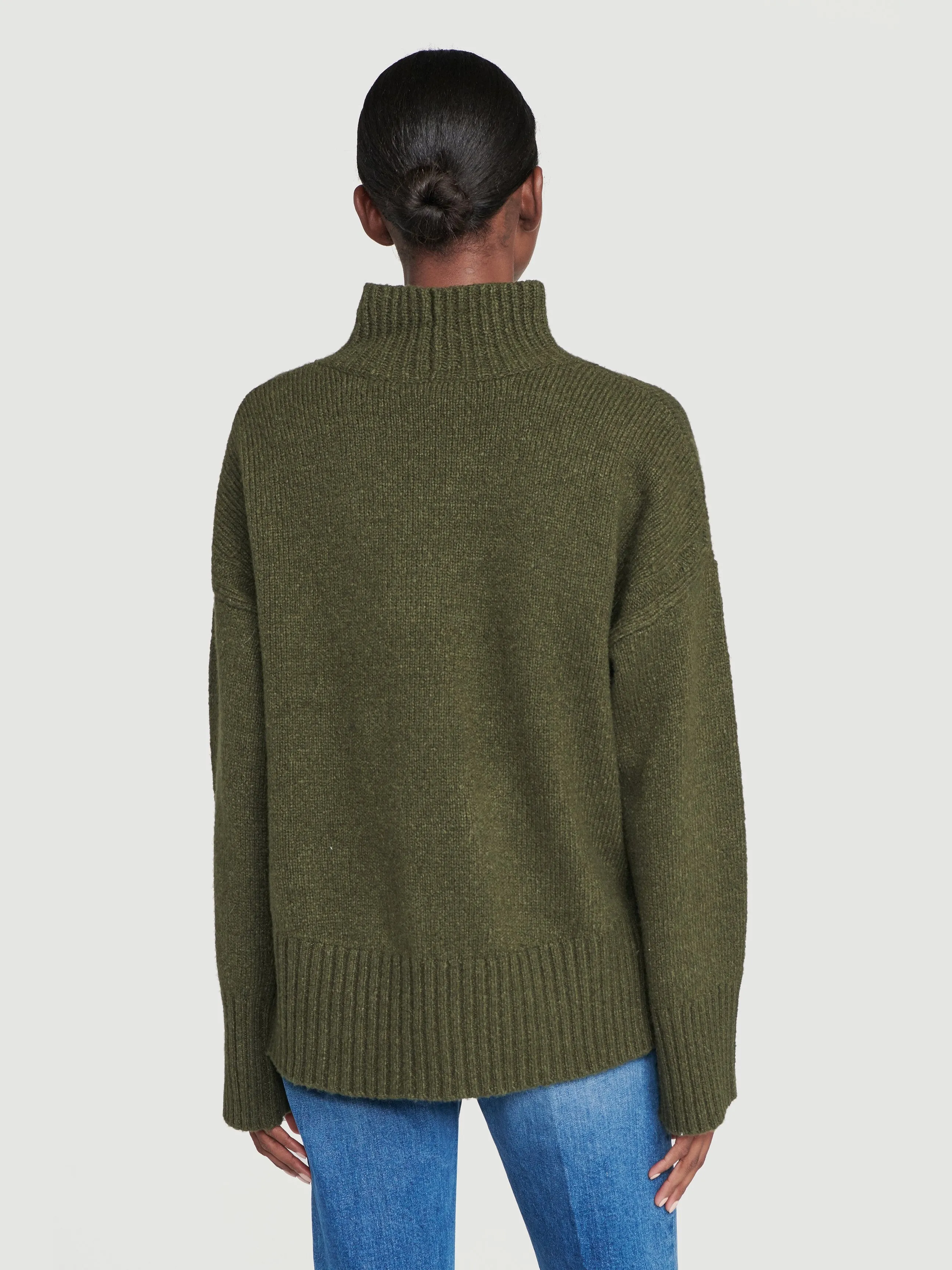 Side Slit Turtleneck -- Deep Moss