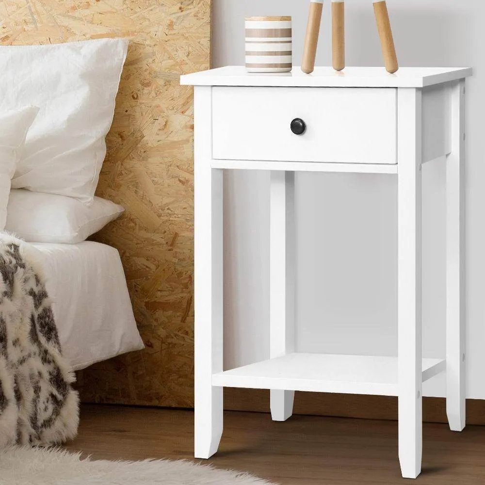 Simple Bedside Table With Drawer White