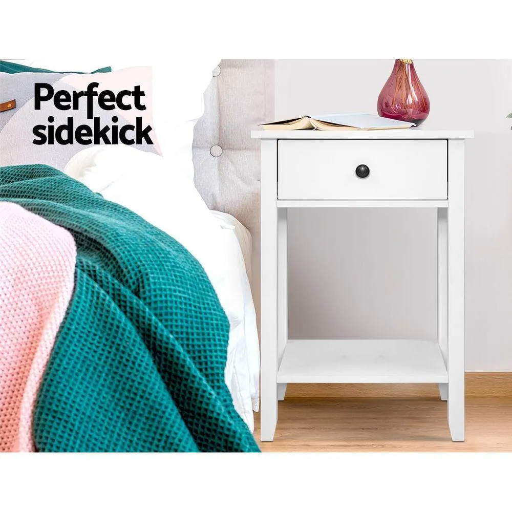 Simple Bedside Table With Drawer White