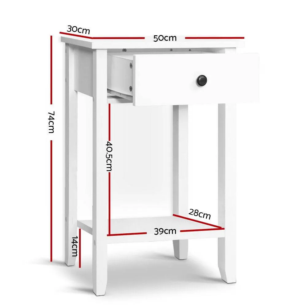 Simple Bedside Table With Drawer White