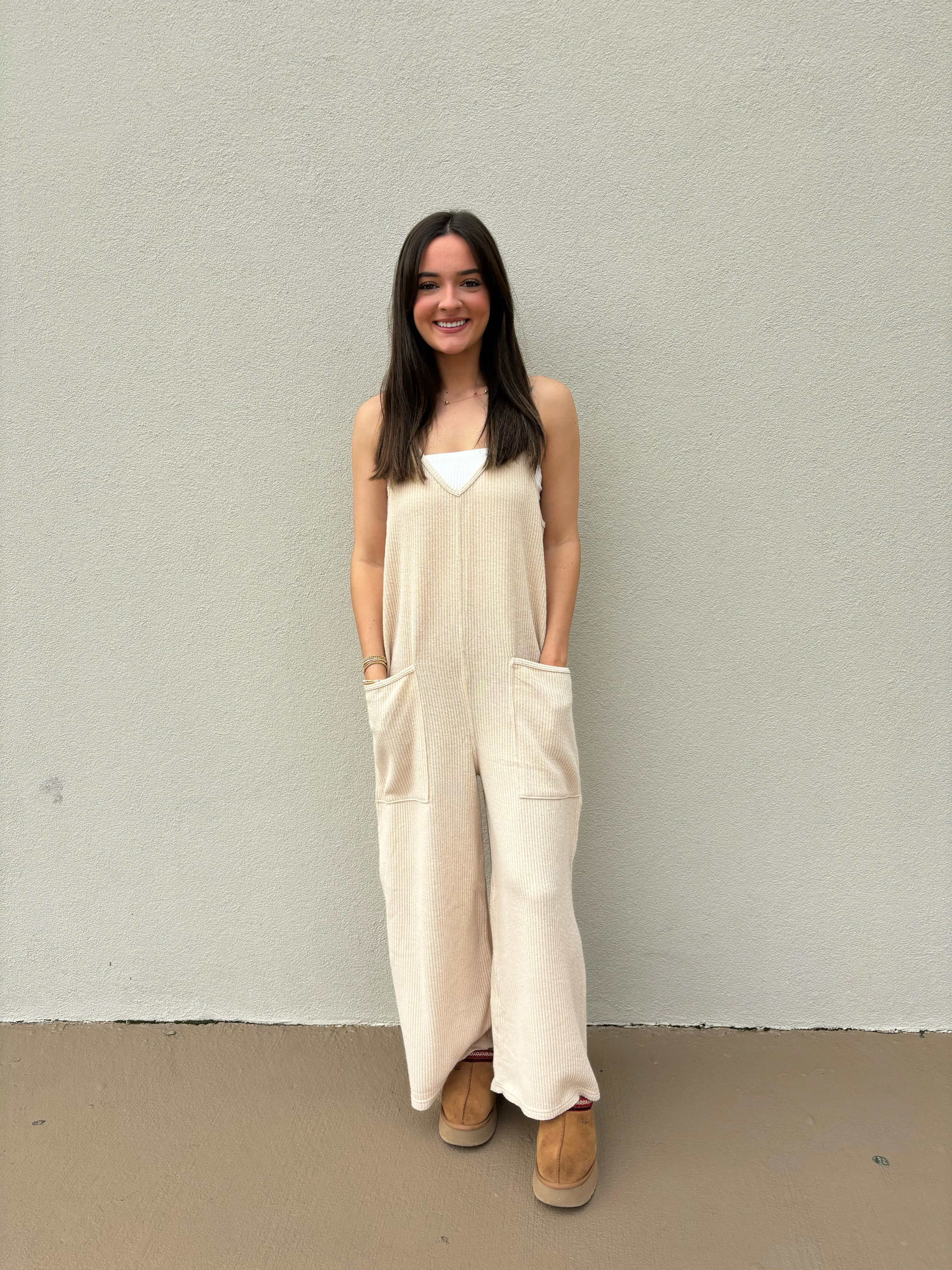 Simply Southern Free Fall Jumpsuit in Cream