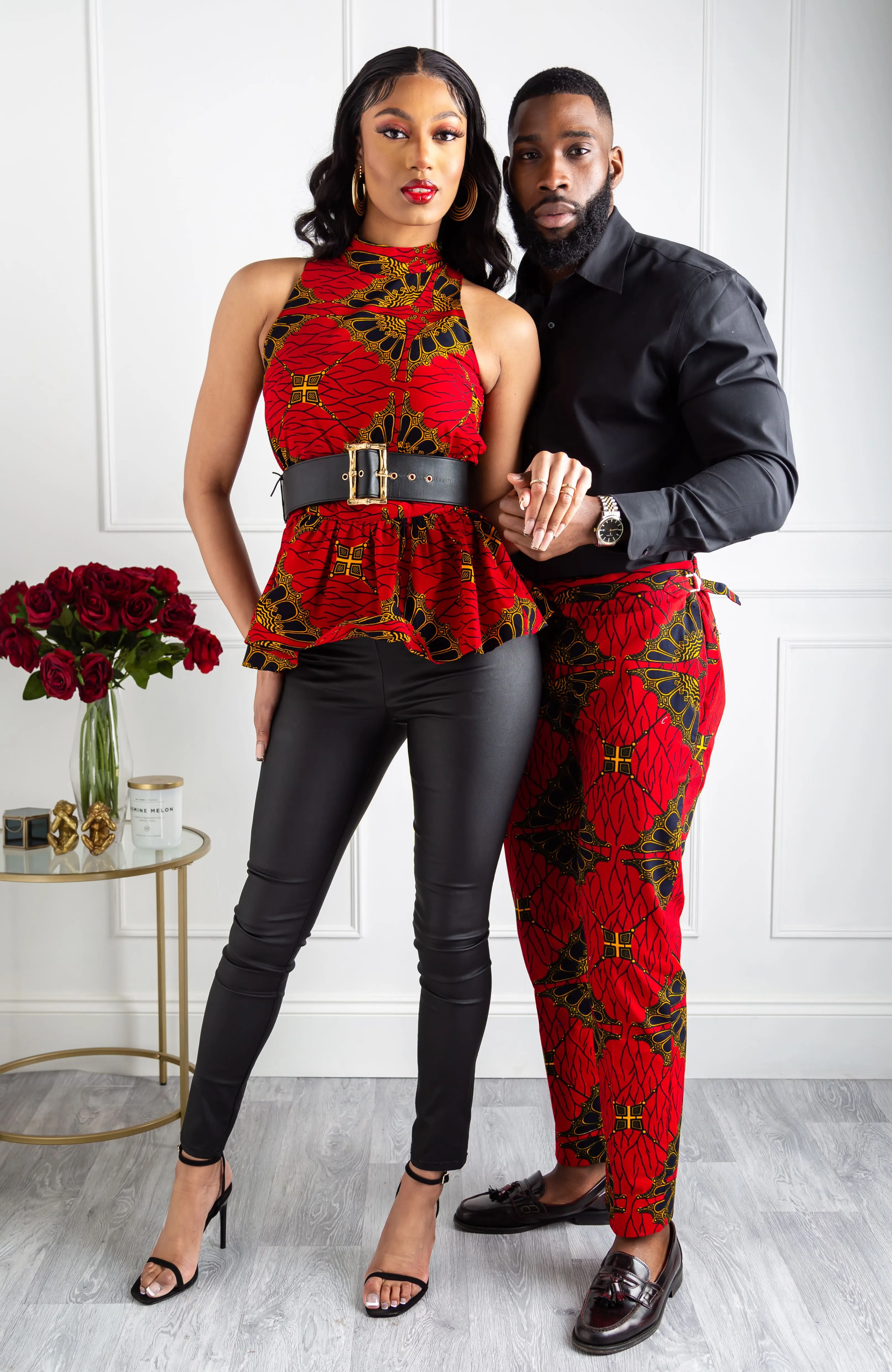 Sleeveless Turtleneck Peplum African Print Blouse - CORDELIA