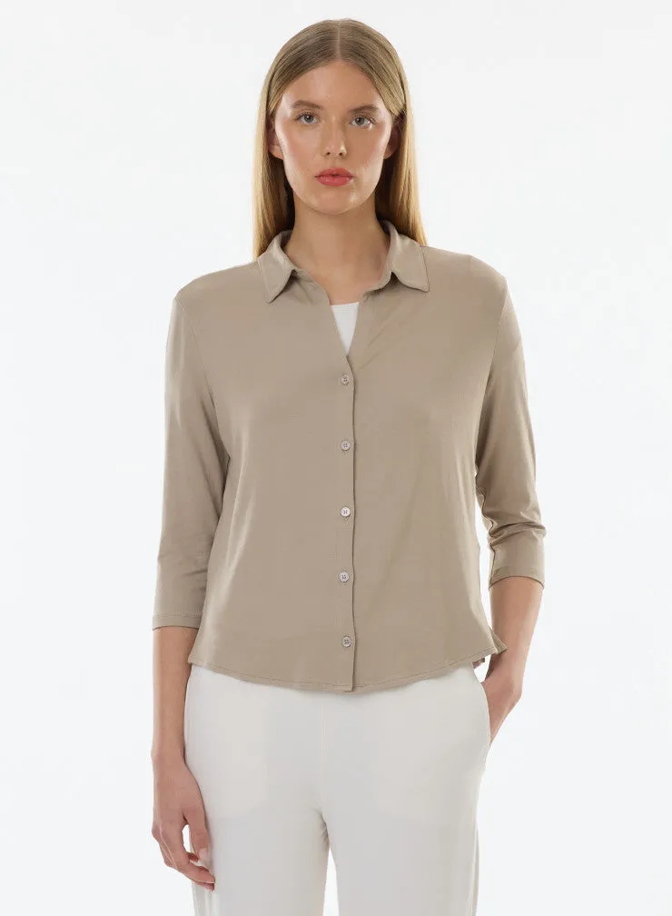 Soft Touch 3/4 Sleeve Semi Relaxed Shirt