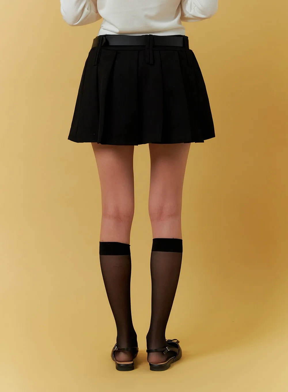 Solid Pleated Mini Skirt IF408