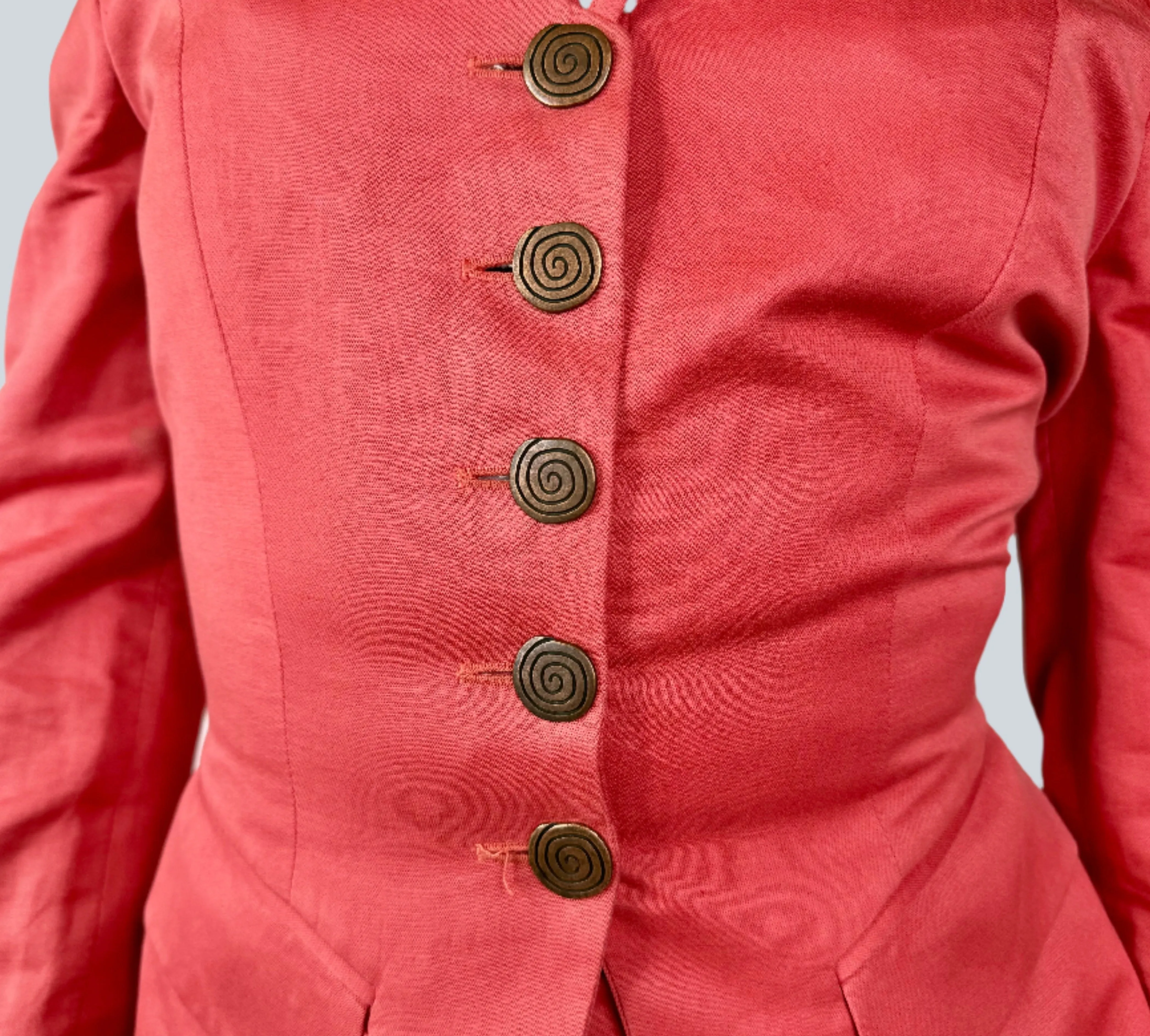 Sophie Sitbon, Coral Linen Skirt Suit 1990s