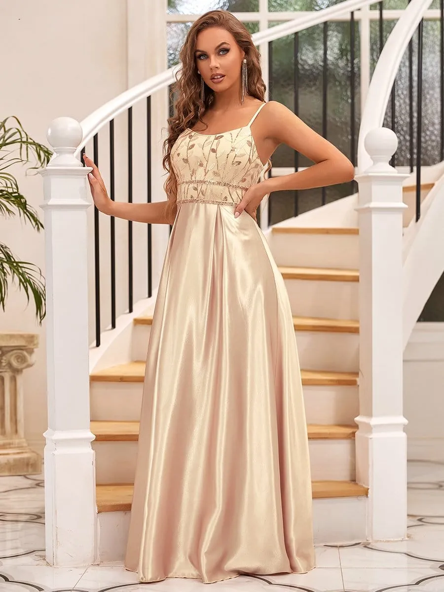 Spaghetti Strap A-Line Floral Prom Dress