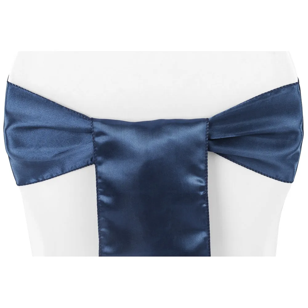 Standard Satin Chair Sash - Navy Blue