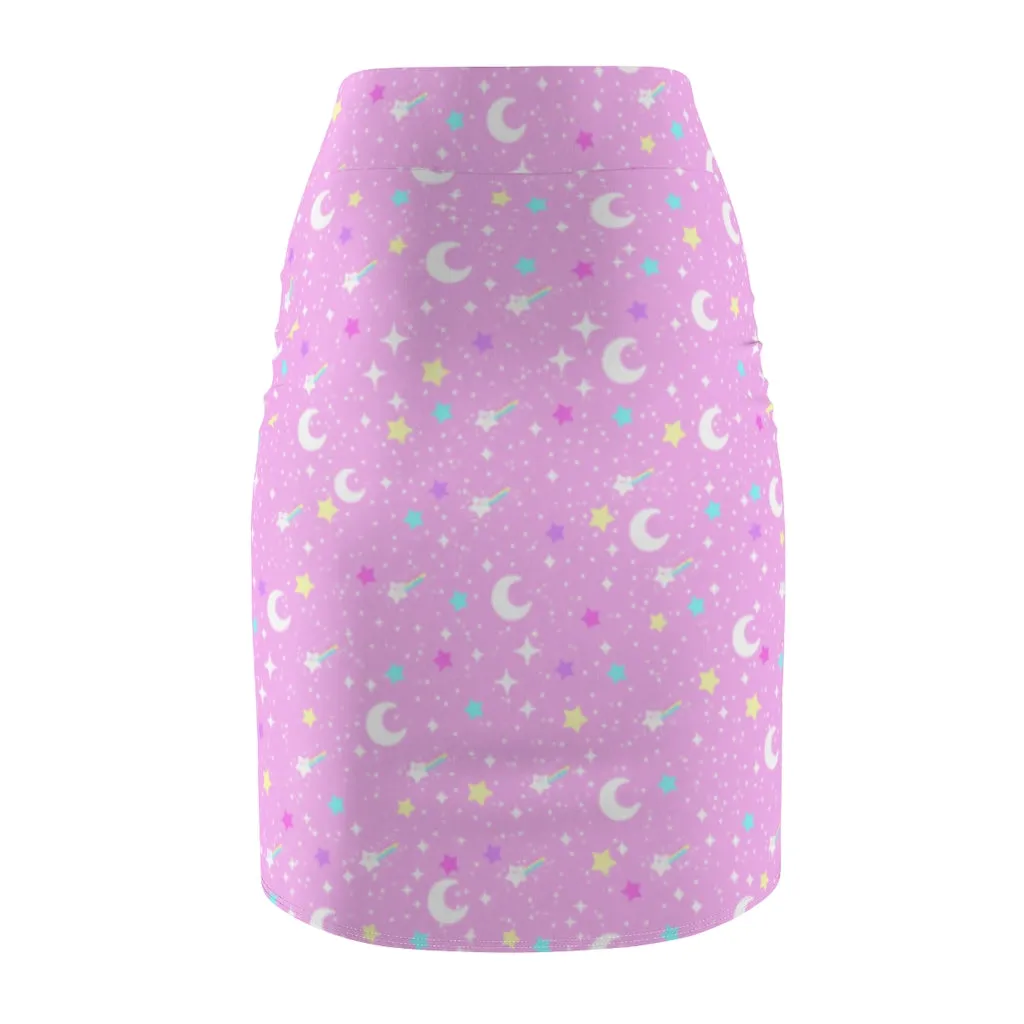 Starry Glitter Pink Women's Pencil Skirt