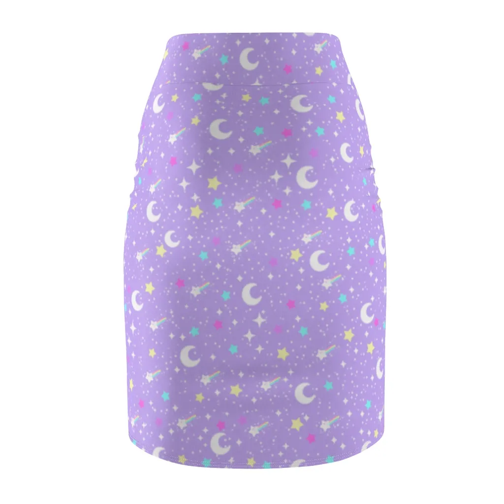 Starry Glitter Purple Women's Pencil Skirt