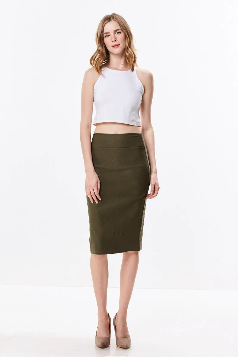 Straight Fitting Knee Length Pencil Skirt