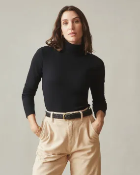 Stretch Rib Turtleneck - Black