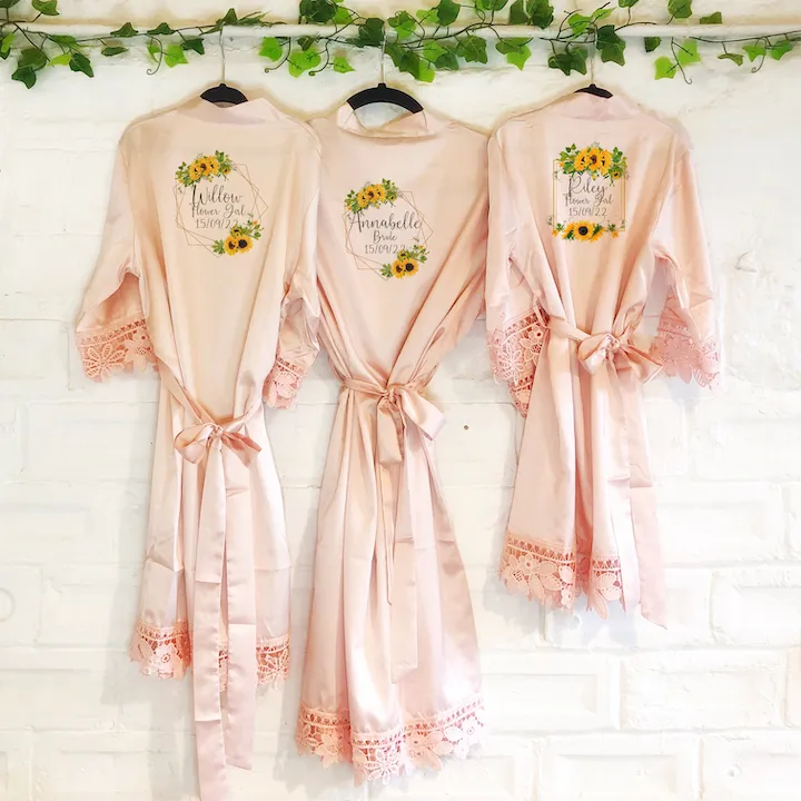 Sunflower Frames Wedding Dressing Robe