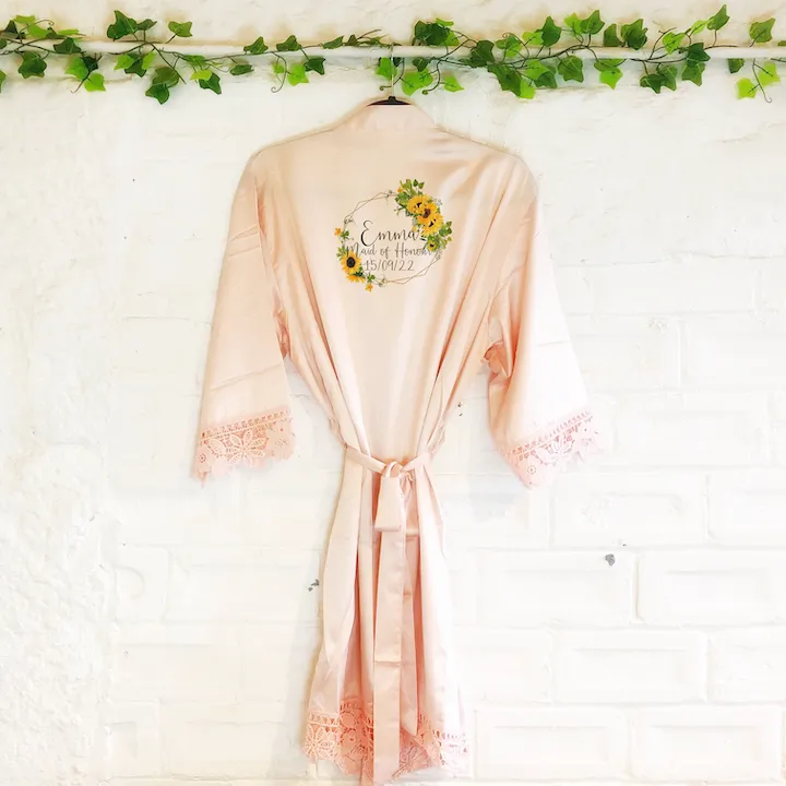 Sunflower Frames Wedding Dressing Robe