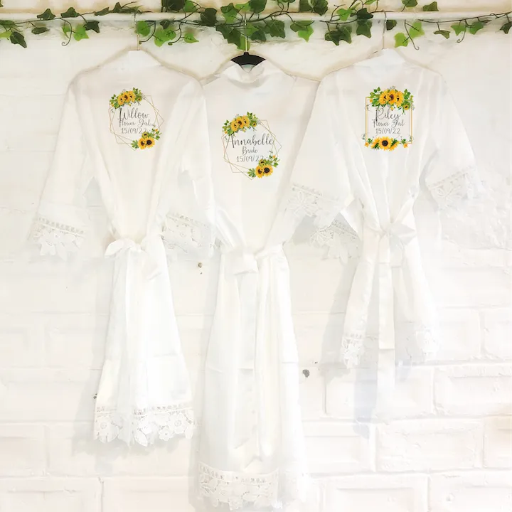 Sunflower Frames Wedding Dressing Robe