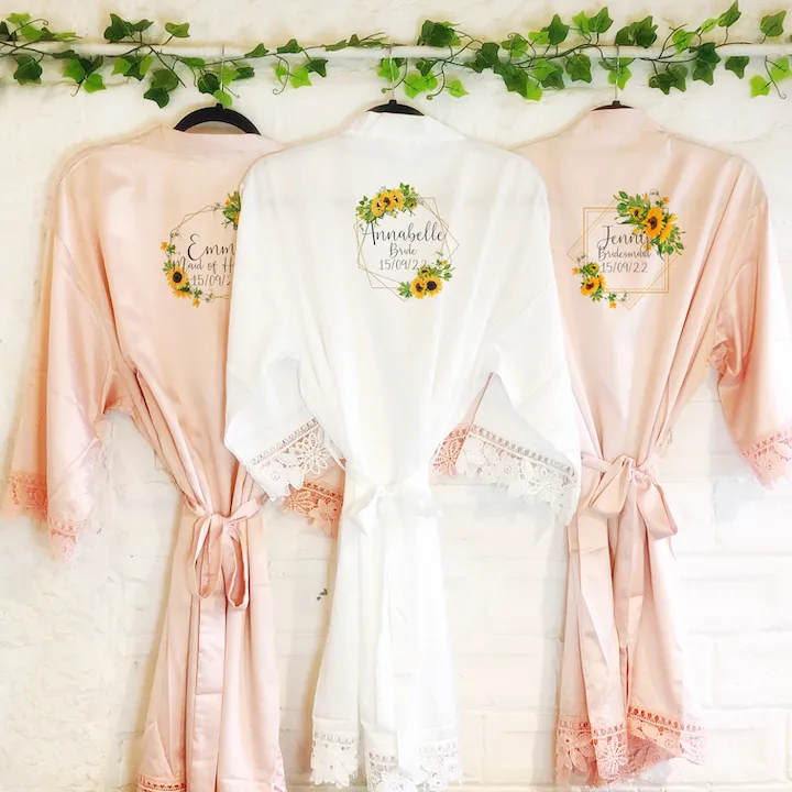 Sunflower Frames Wedding Dressing Robe