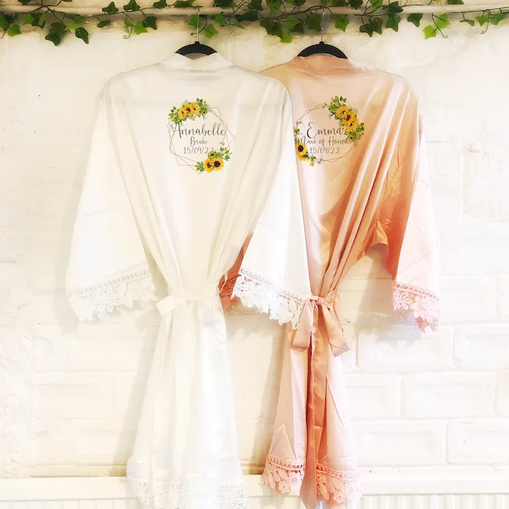 Sunflower Frames Wedding Dressing Robe