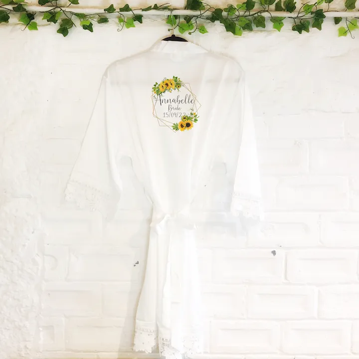 Sunflower Frames Wedding Dressing Robe