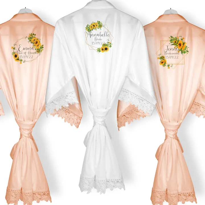 Sunflower Frames Wedding Dressing Robe