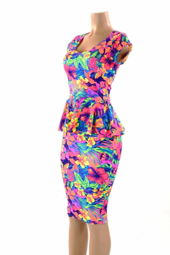 Tahitian Floral Peplum & Skirt Set