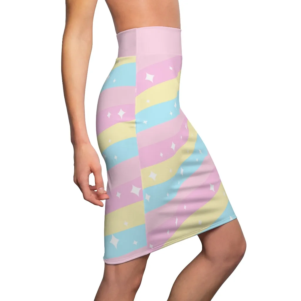 Teatime Fantasy Rainbow Women's Pencil Skirt