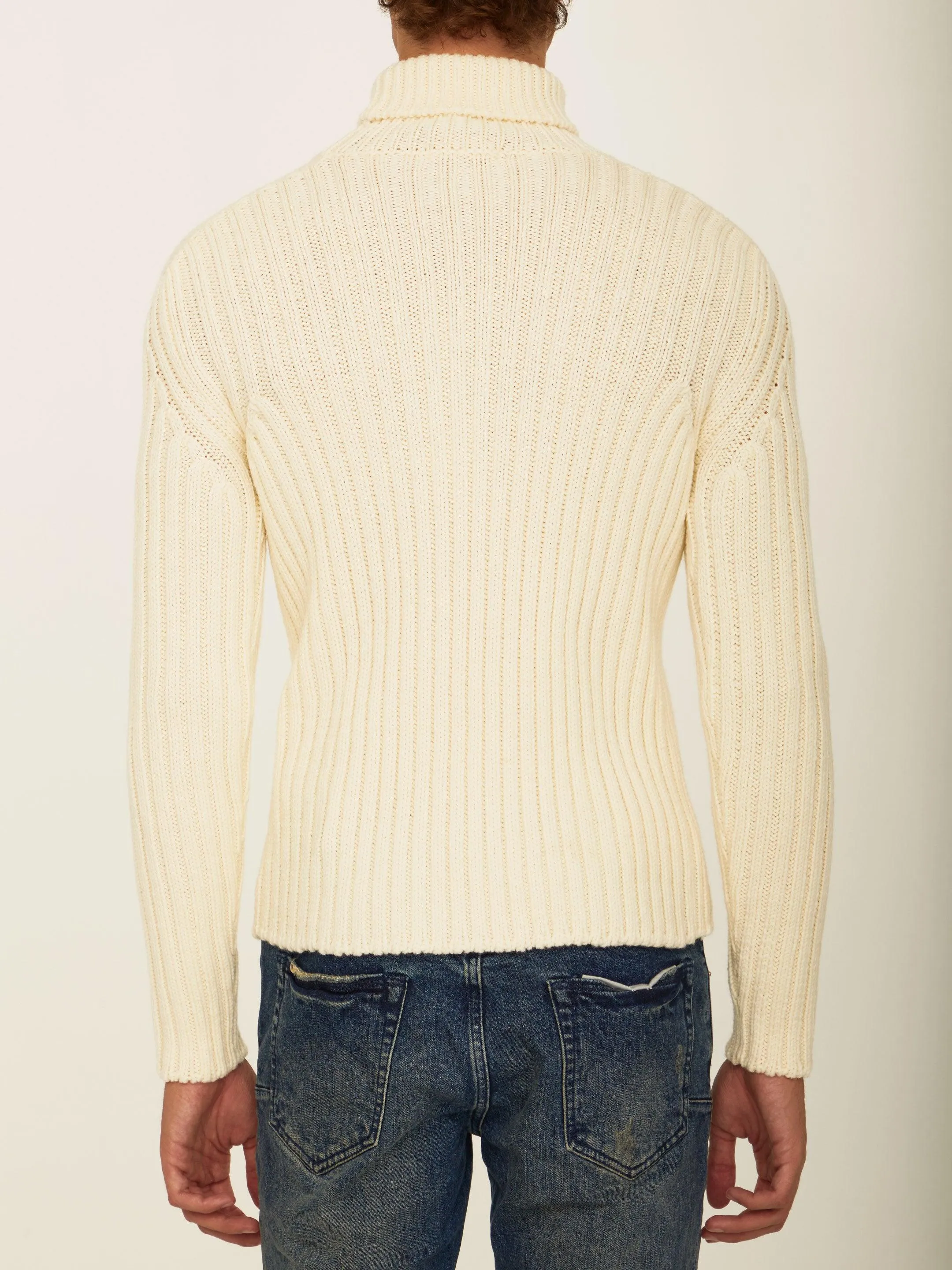 Ten C White Wool Turtleneck