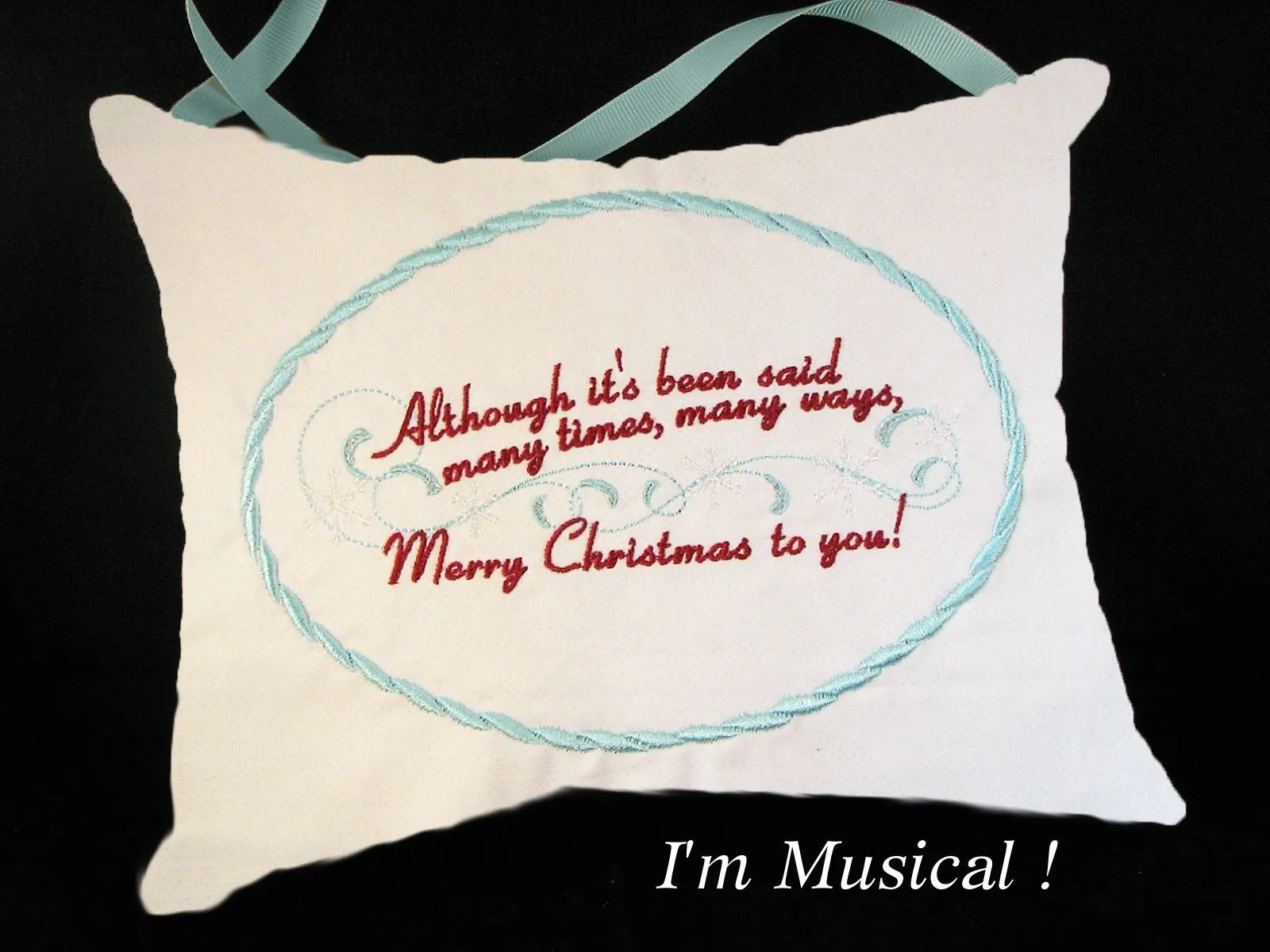 The Christmas Song Music Box Pillow -- Personalized Embroidered MUSICAL Keepsake