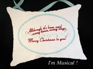 The Christmas Song Music Box Pillow -- Personalized Embroidered MUSICAL Keepsake