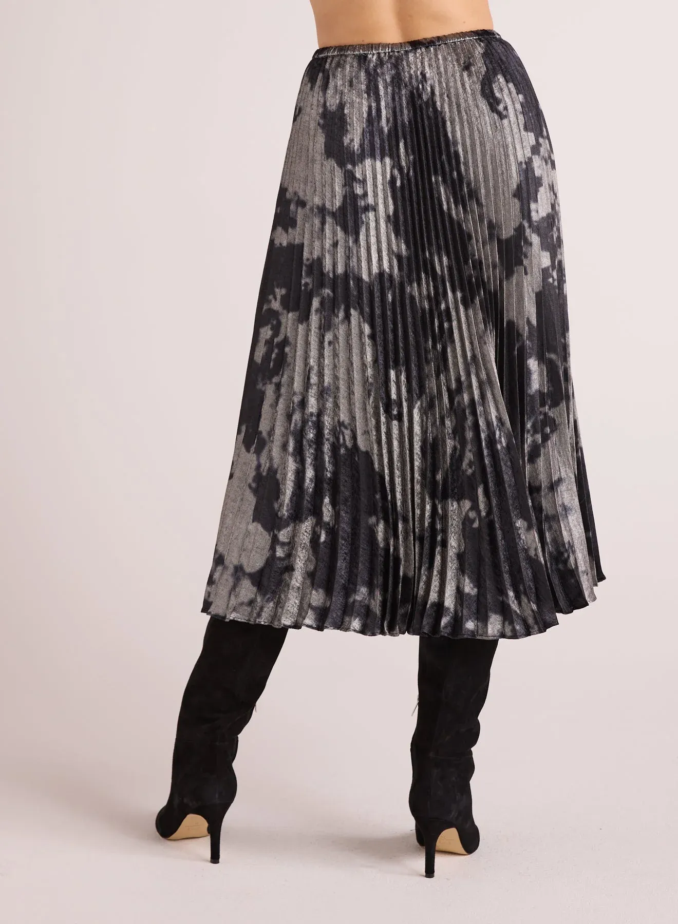 The Hand Pleated Midi Skirt - Silver Dye Print