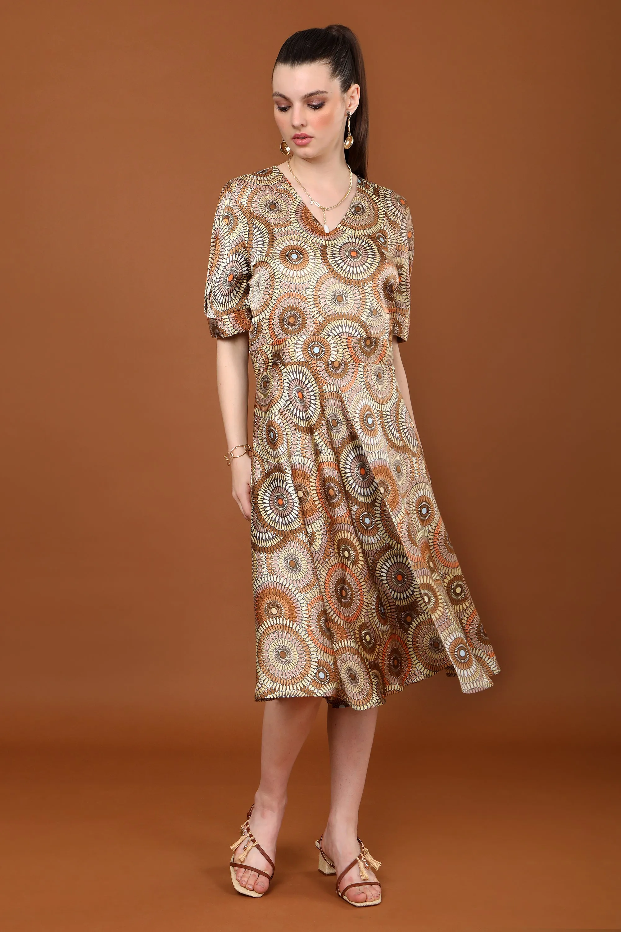 Thea Printed Flared Dress