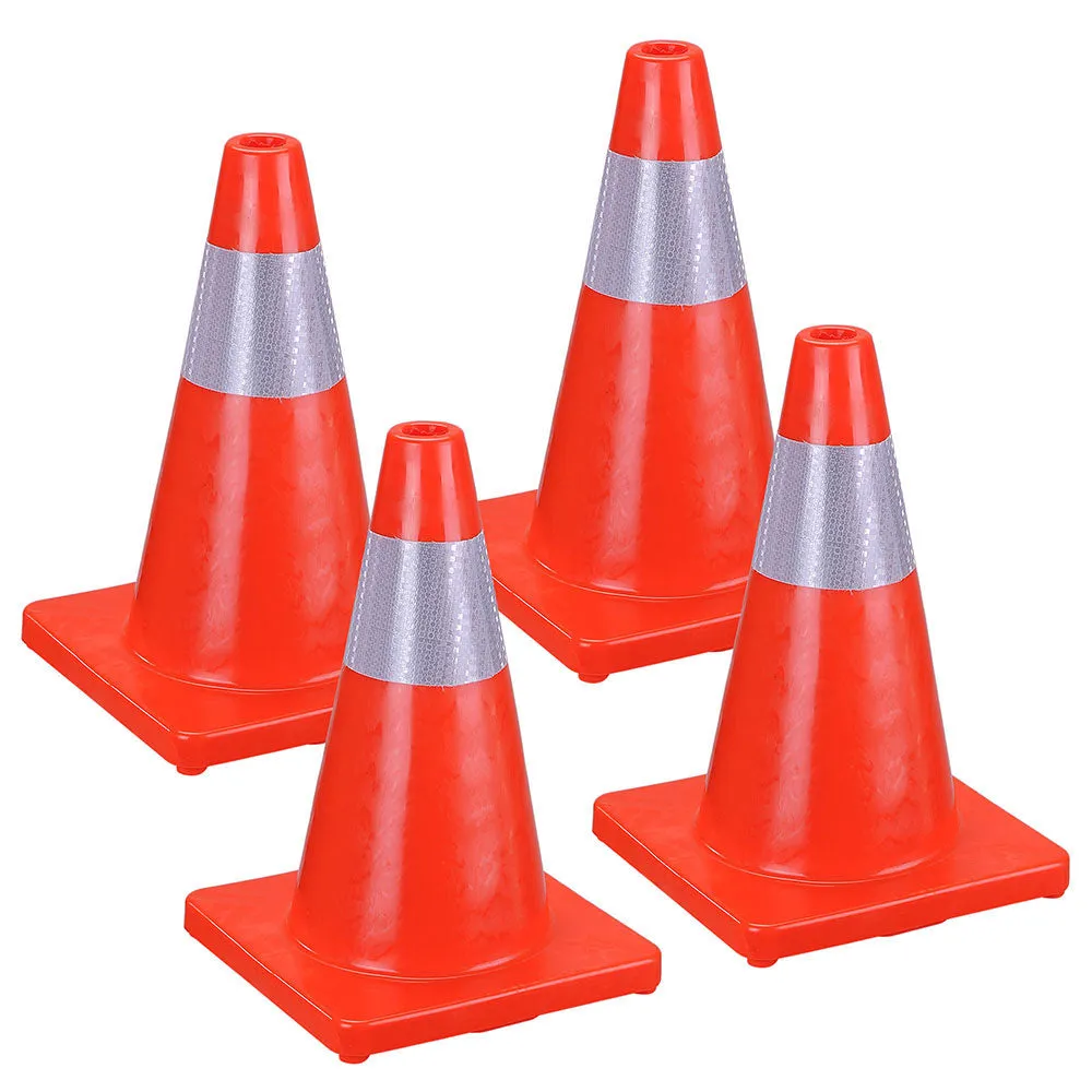 TheLAShop 18" Traffic Cones 4 Pcs Safety PVC Reflective Collar