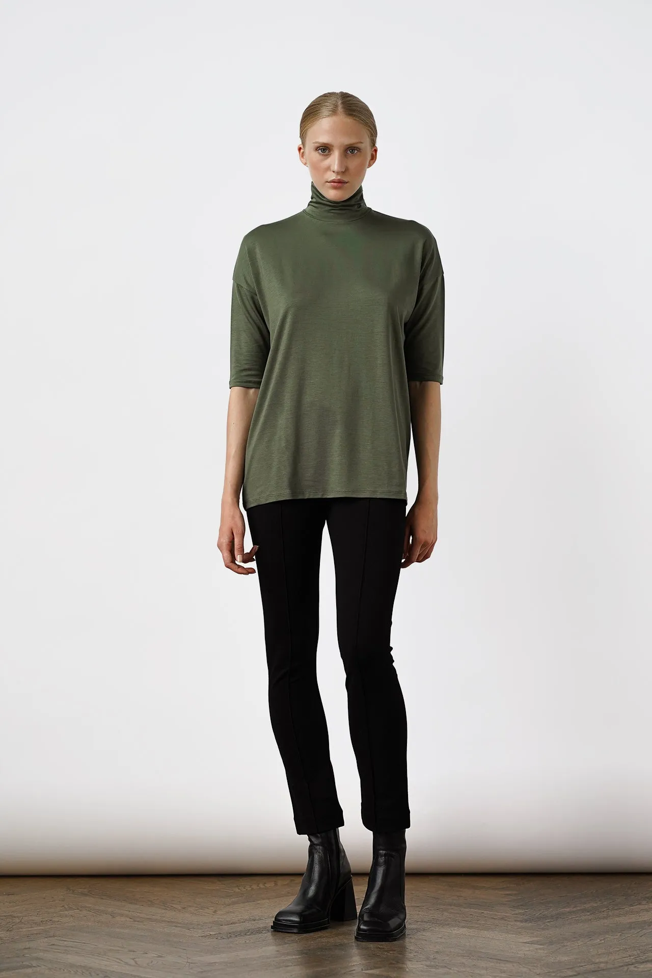 Tomasine Turtleneck Top Forest Green