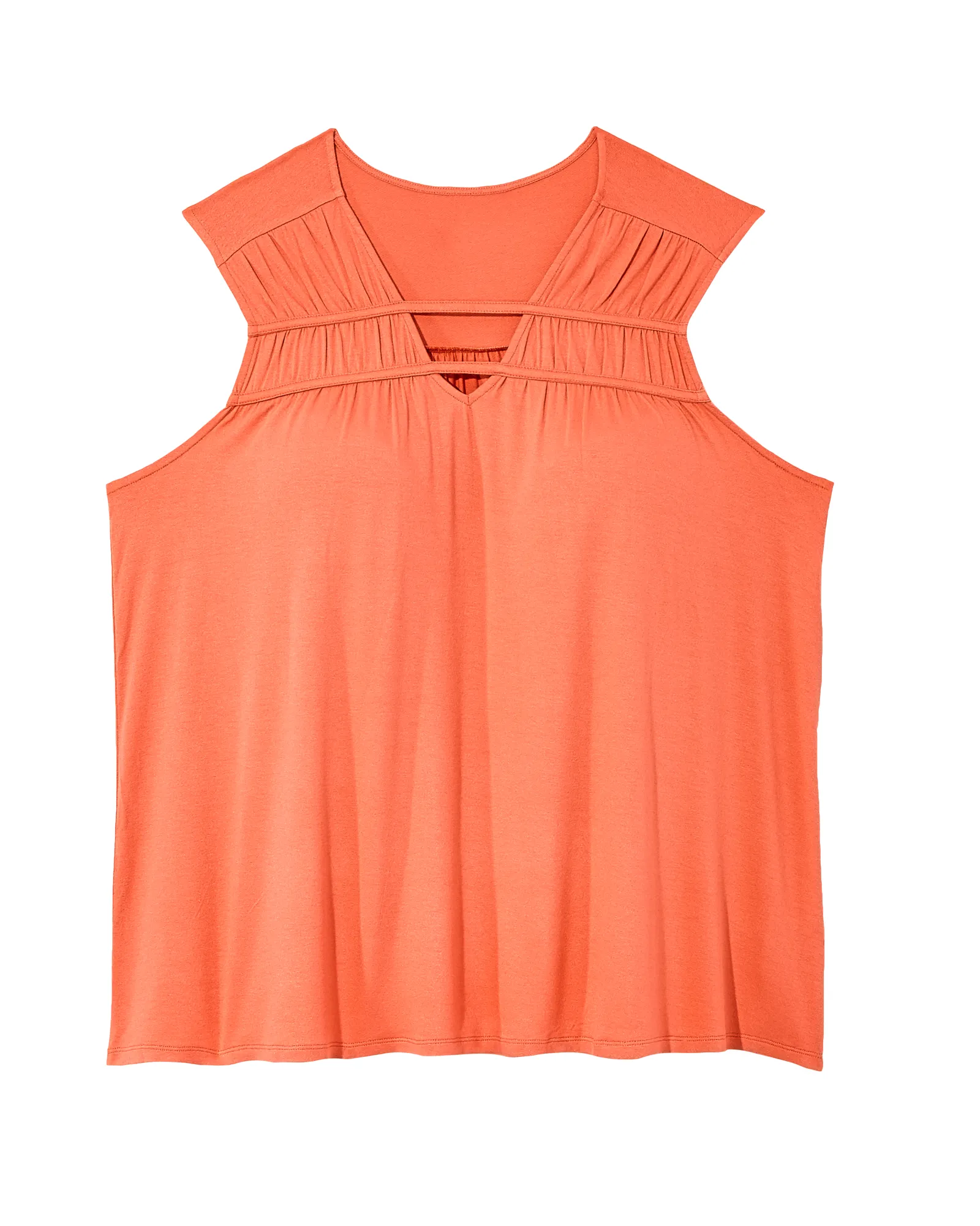 Traci Sleeveless Cut Out Neck Tank | Coral