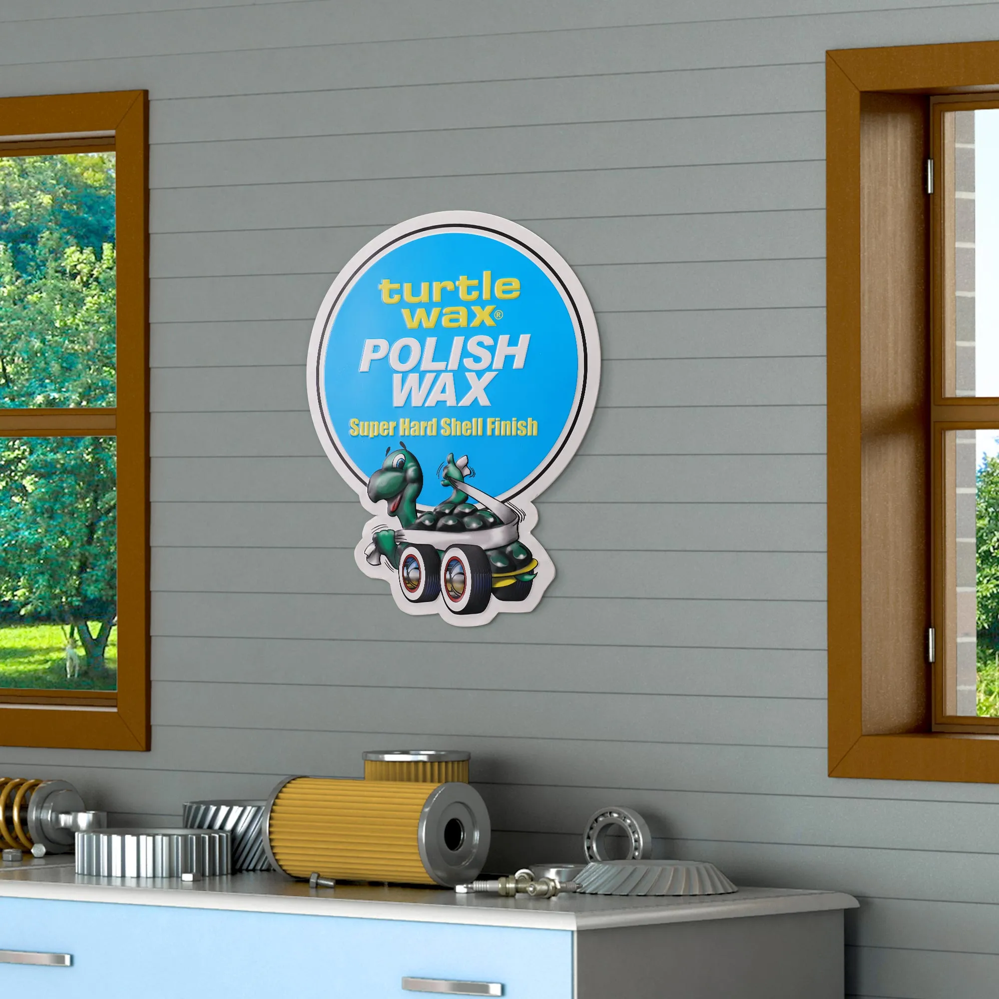 Turtle Wax Polish Wax Embossed Shaped Metal Sign - 18.5" x 14"