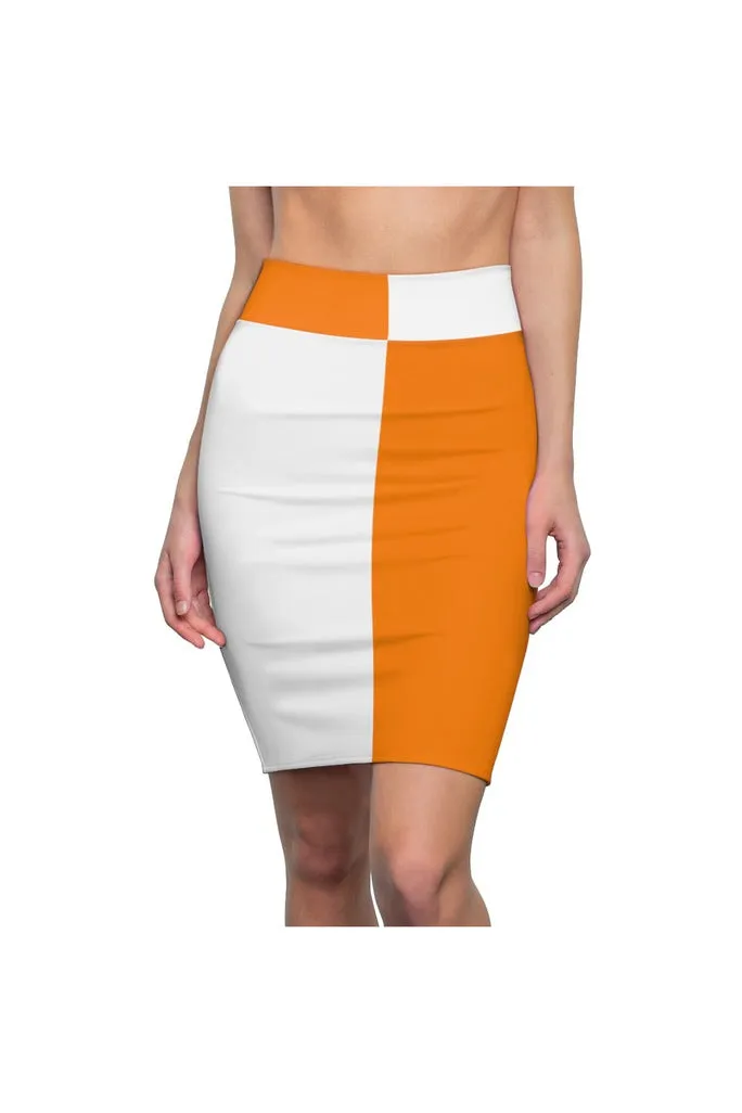 Two-Toned Turmeric/White Women's Pencil Skirt