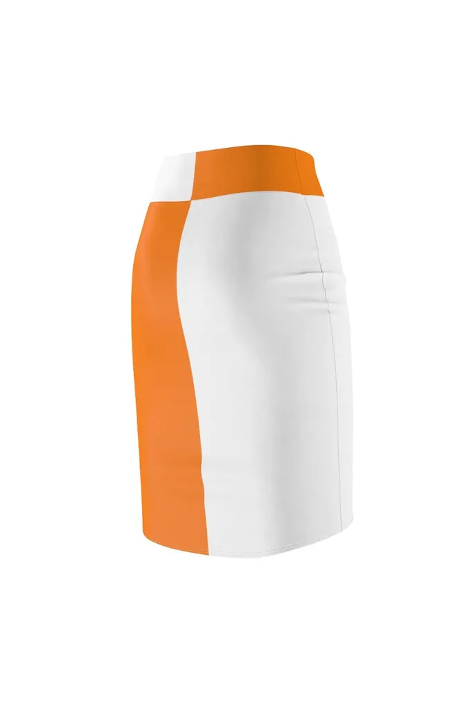 Two-Toned Turmeric/White Women's Pencil Skirt