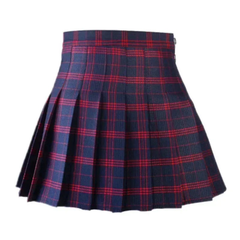 Uniwim Women Casual Plaid Skirt Girls High Waist Pleated A-line Fashion Uniform Skirt With Inner Shorts