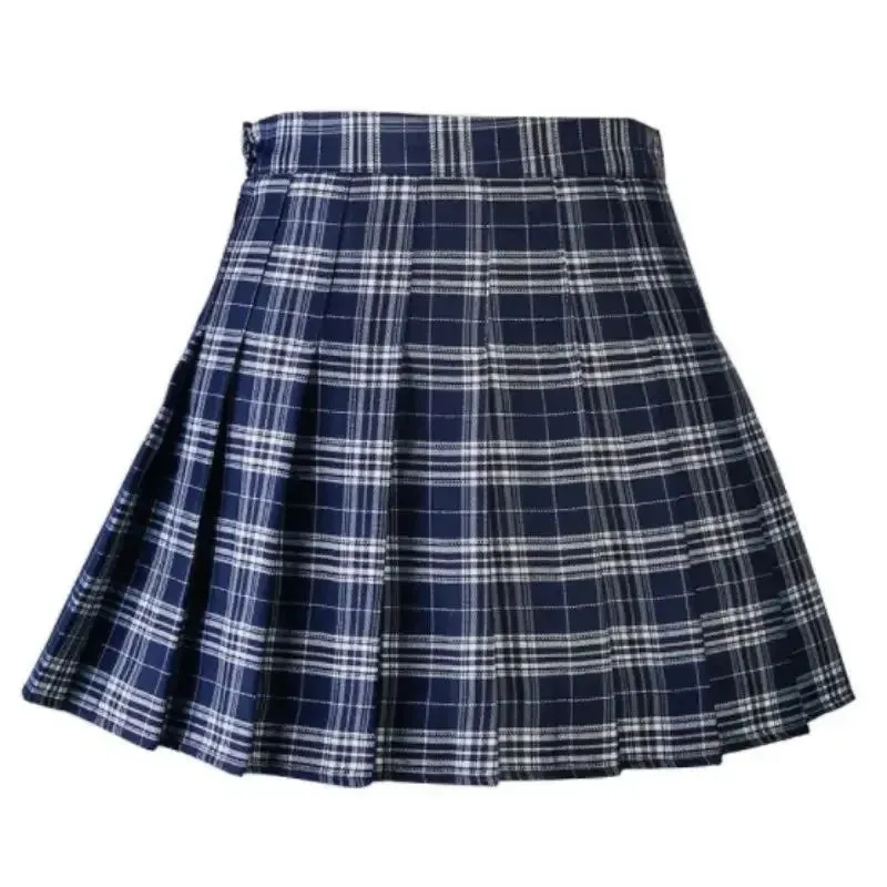 Uniwim Women Casual Plaid Skirt Girls High Waist Pleated A-line Fashion Uniform Skirt With Inner Shorts