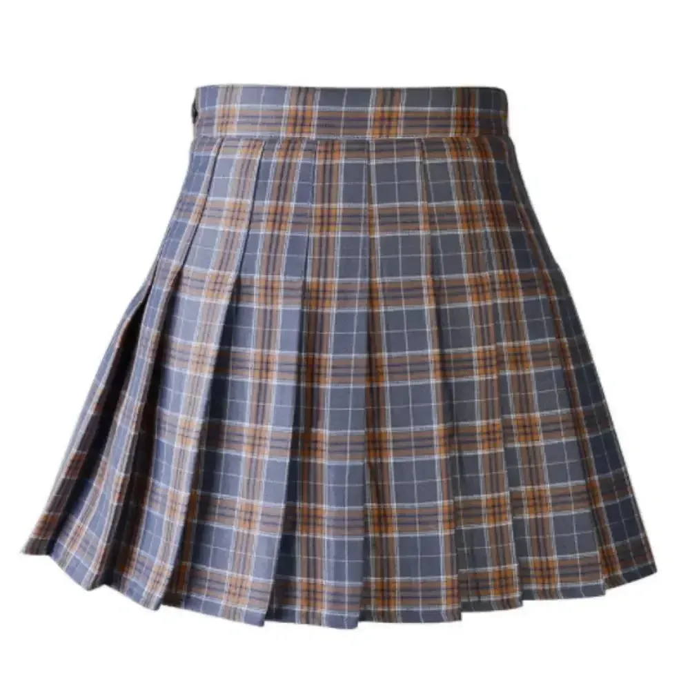 Uniwim Women Casual Plaid Skirt Girls High Waist Pleated A-line Fashion Uniform Skirt With Inner Shorts