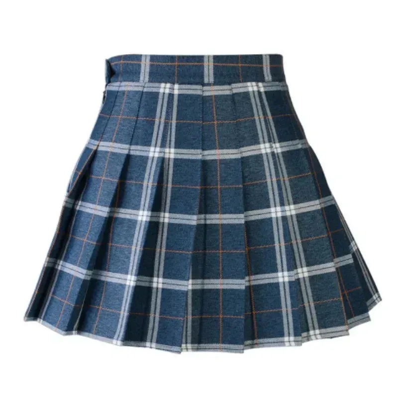 Uniwim Women Casual Plaid Skirt Girls High Waist Pleated A-line Fashion Uniform Skirt With Inner Shorts