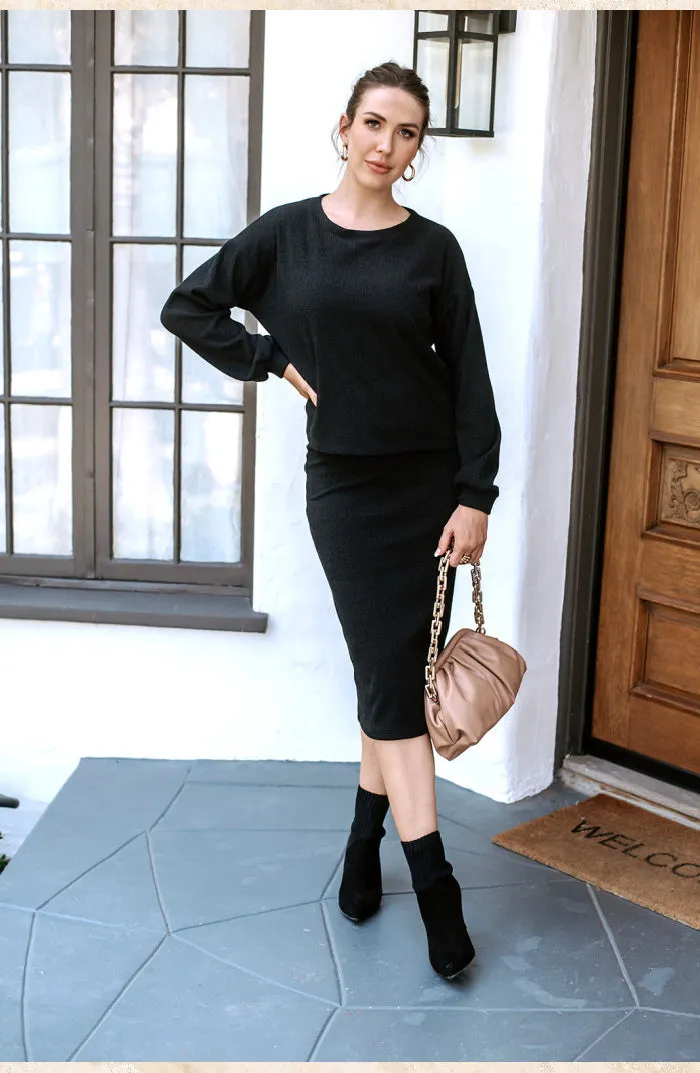 Veronica M Boxy Rib Knit Sweater | Onyx