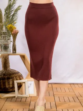 Very J Knit Skirt  - Burgundy