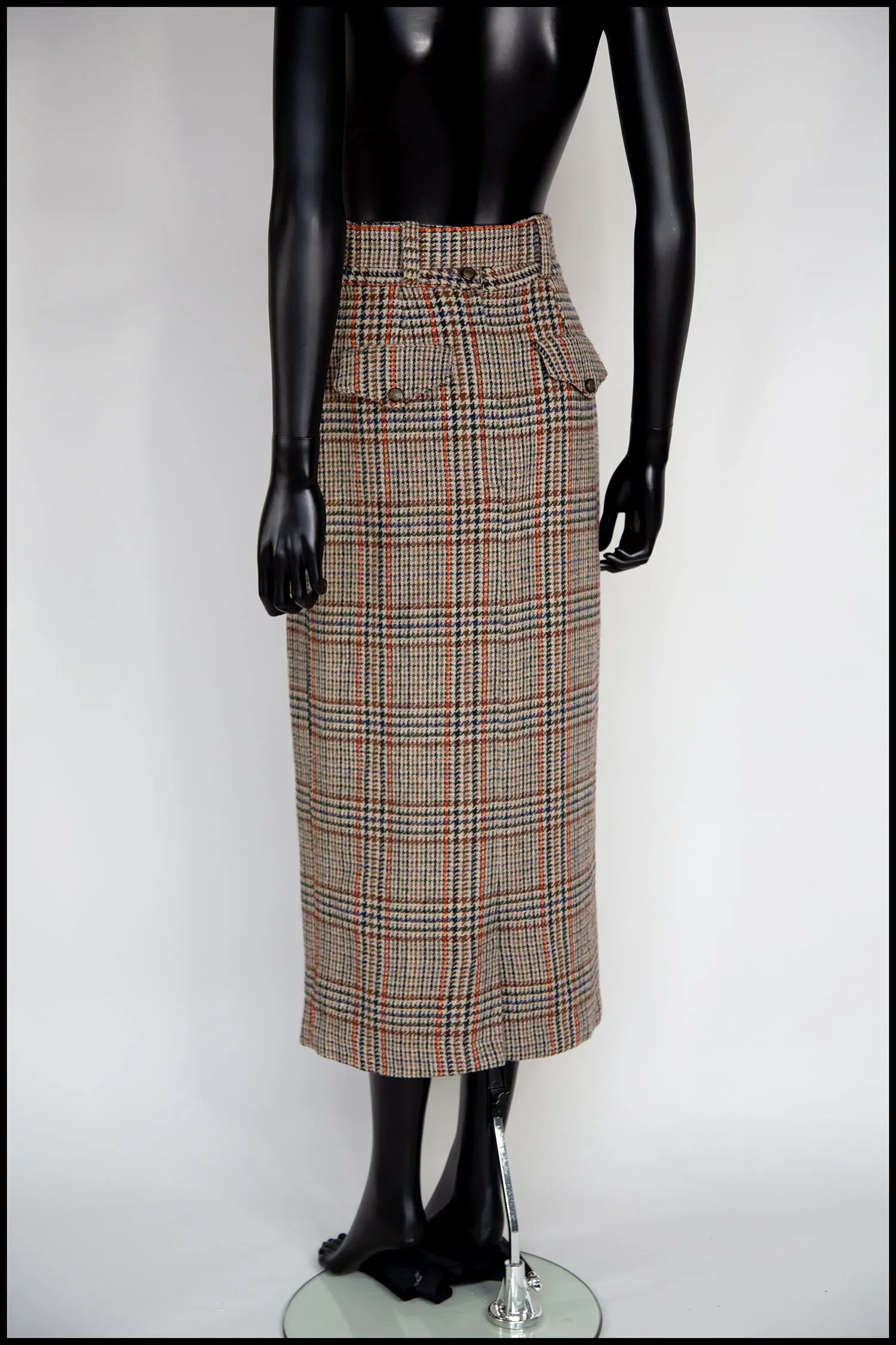 Vintage 1940s Style Tweed Long Midi Pencil Skirt