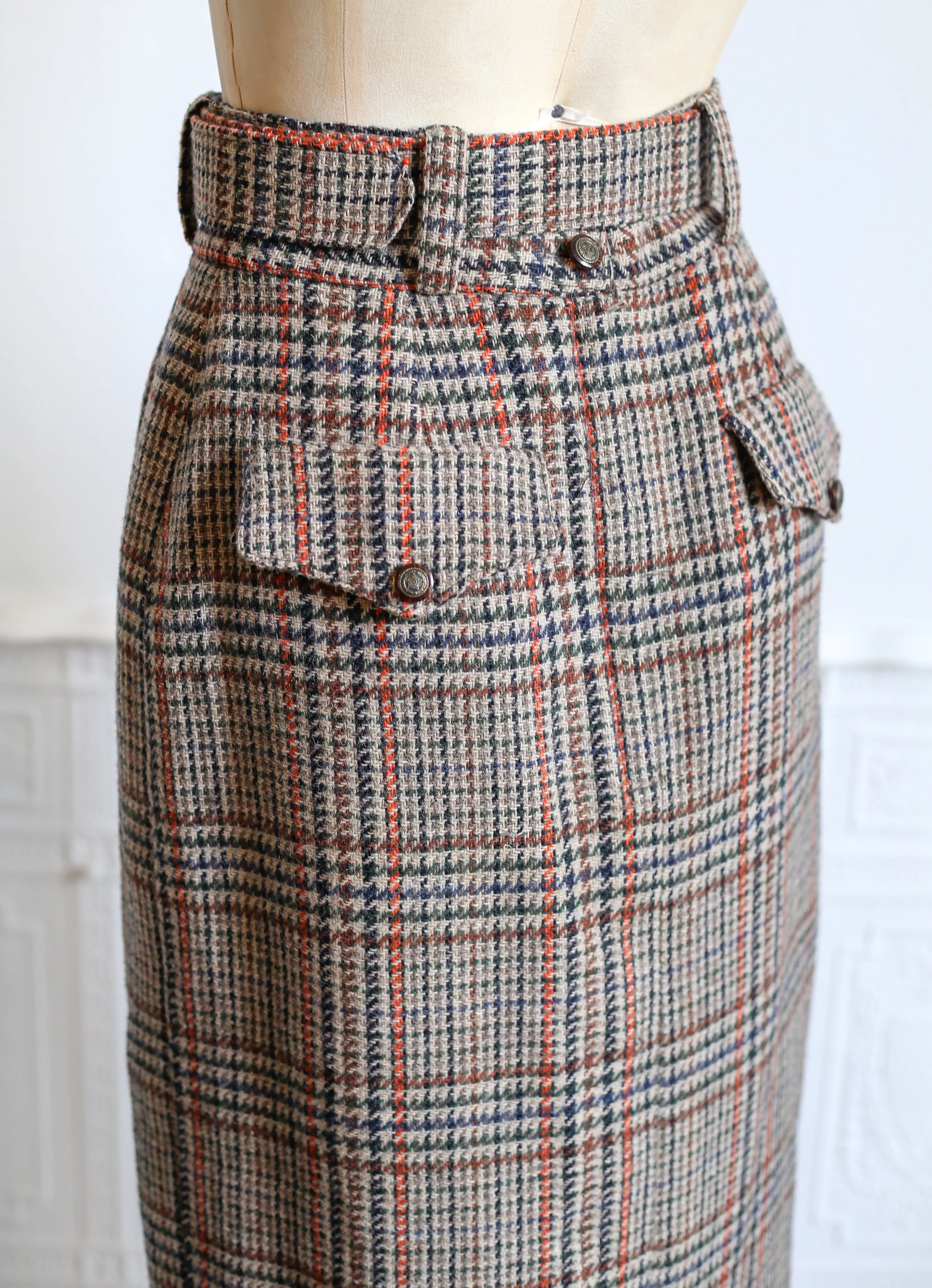 Vintage 1940s Style Tweed Long Midi Pencil Skirt