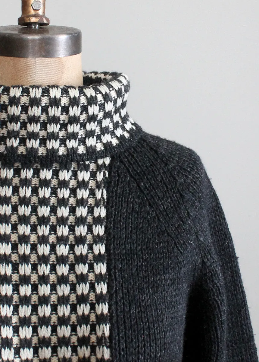 Vintage 1960s Italian Wool Graphic MOD Sweater