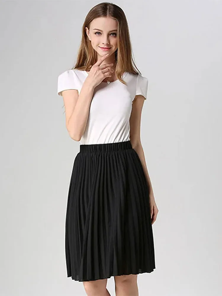 Vintage High Waist Chiffon Tutu Midi Skirt for Summer Style